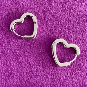 Silver Tone Heart Earrings New